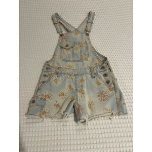 No Boundaries daisy flower floral Jean overalls size XS 1